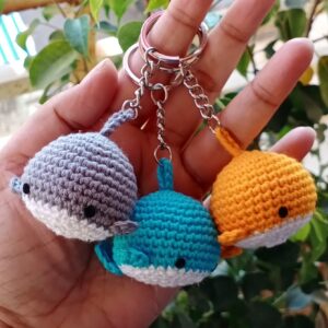 Handmade Crochet Baby Whale Keychain in India