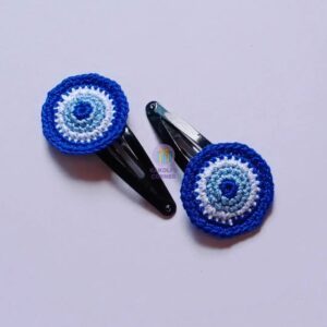 Handmade Crochet Evil Eye Hair Clips in India