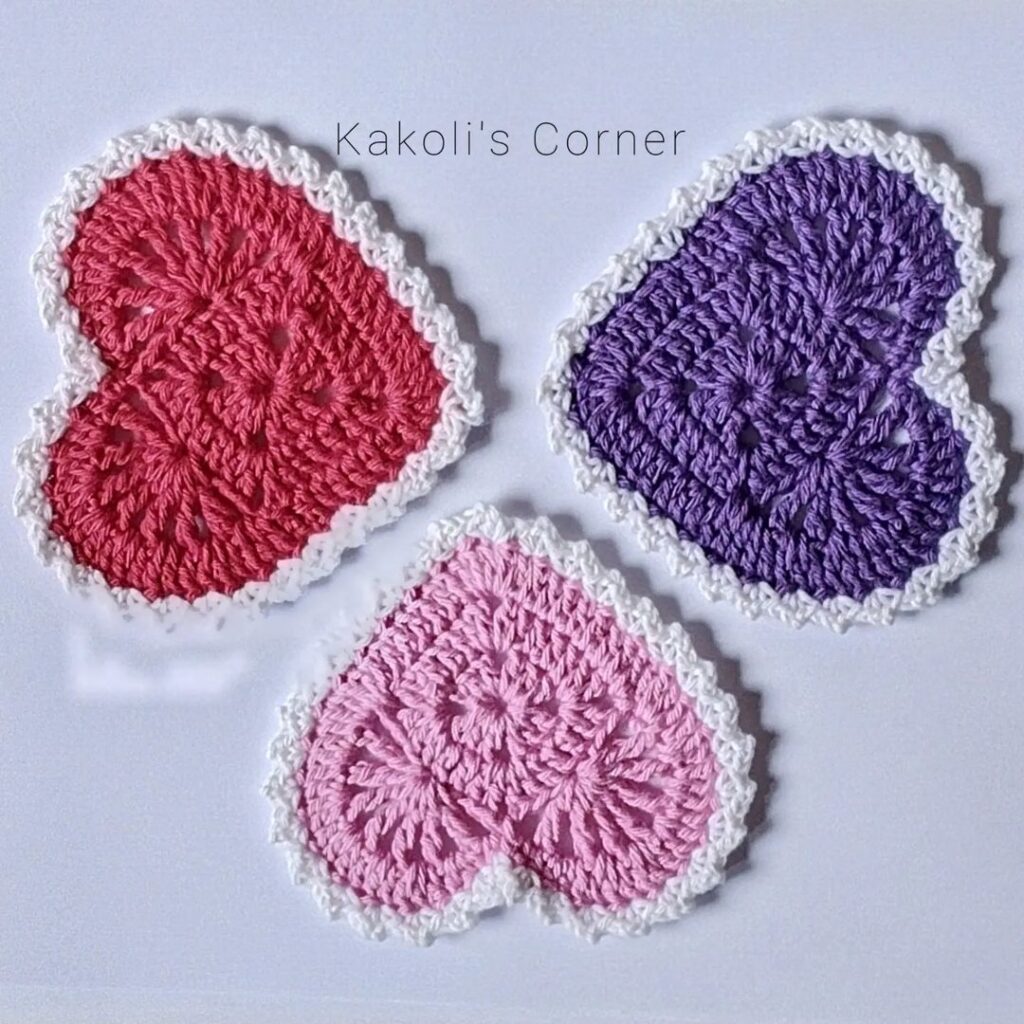 Handmade Crochet Heart Coasters in India