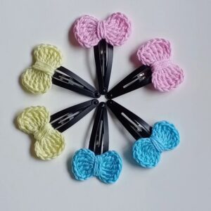 Handmade Crochet Pastel Bow Hair Clips in India