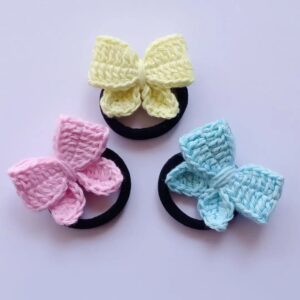 Handmade Crochet Pastel Hair Bow Tie in India