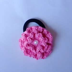 Handmade Crochet Pink Ruffle Flower in India