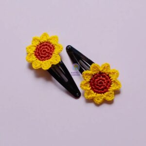 Handmade Crochet Sunflower Hair Clips in India