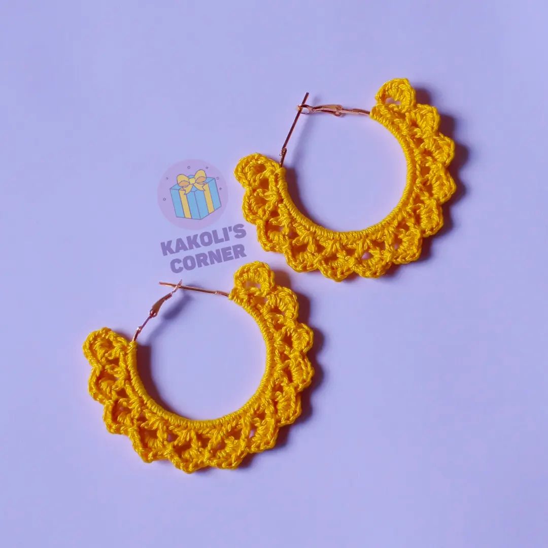 Handmade Crochet Hoop Earrings Green – Adhyyan Craftsmanship Ltd