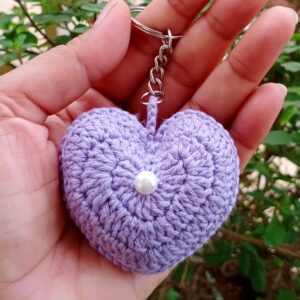 Purple Heart Crochet Keychain in India