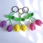 Crochet-Handmade-Tiny-Tulip-Keychain-in-India