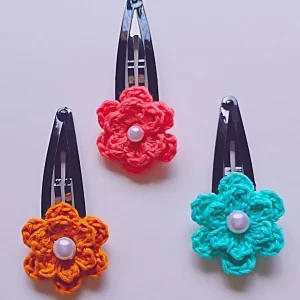 Handmade Crochet Double Layer Flower Hair Clips in India