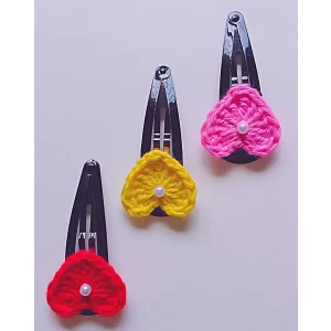 Handmade Crochet Heart Hair clips in India