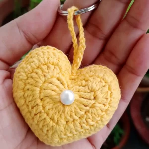 Yellow-Heart-Crochet-Keychain-in-India