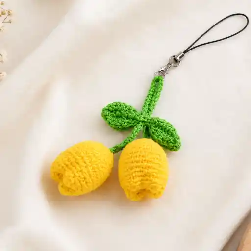 Crochet Yellow Tulip Phone Charm in India Crochet Yellow Tulip Phone Charm in India