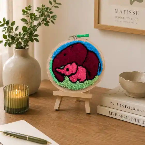 Handmade Elephant Frame Custom Fluffy Frame as Desk Buddy