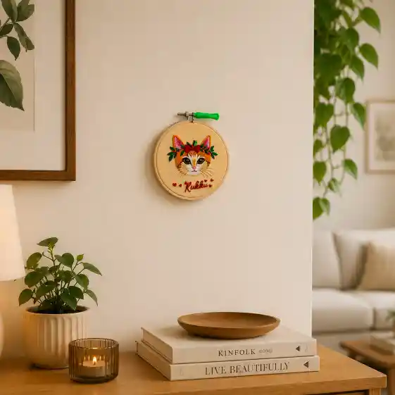 Pet Face with Name Embroidery Frame Wall Decor Pet Face with Name Embroidery Frame Wall Decor