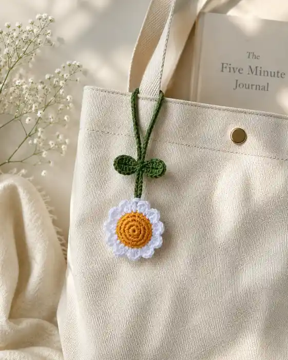 crochet daisy bagcharm demonstration crochet daisy bagcharm demonstration