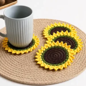 crochet sunflower coaster in india