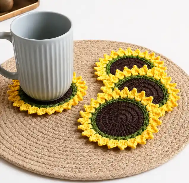 crochet sunflower coaster in india crochet sunflower coaster in india
