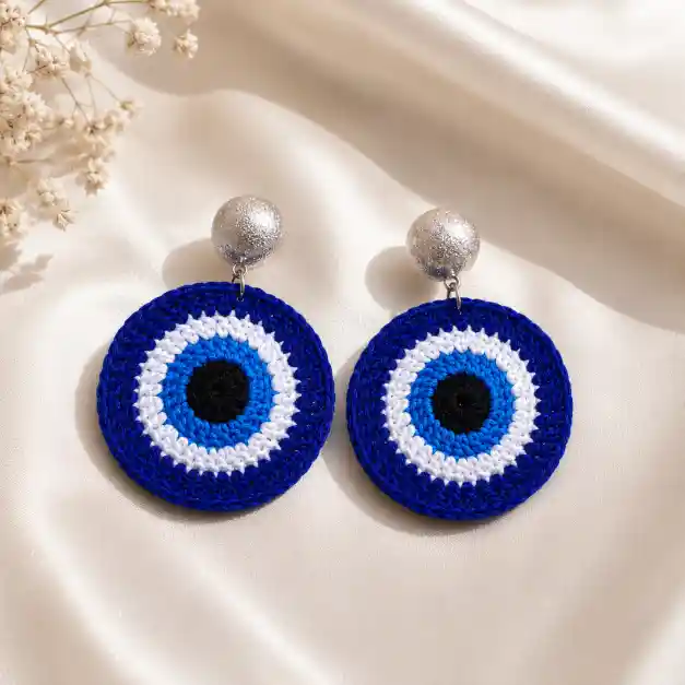 modern crochet evil eye earring in india modern crochet evil eye earring in india