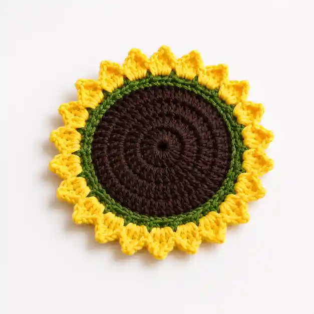 modern crochet sunflower coaster in india modern crochet sunflower coaster in india
