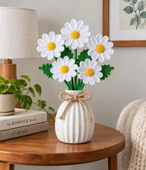 cozy crochet daisy tabletop display cozy crochet daisy tabletop display